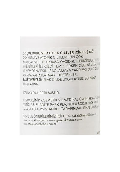 Babé Laboratories Çok Kuru Ve Atopik Ciltler İçin Duş Yağı 100 Ml Diğer