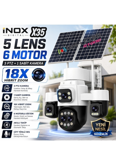 5 Lensli 6 Motorlu Hibrit Zoom 4g Solar Kameraa
