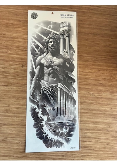 Zeus 1 Hafta Kalıcı Tam Kol Bacak Yapıştırma Geçici Dövme 46 Cm