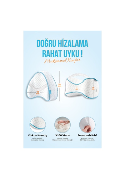 Viscofoam Kalp Diz Arası Ortopedik Yastık Bacak Arası Visco Yastık - 23x23x5cm