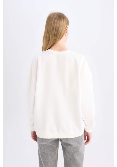 DeFacto Oversize Geniş Kalıp Bisiklet Yaka Atatürk Baskılı Sweatshirt E5447AX24WNWT32