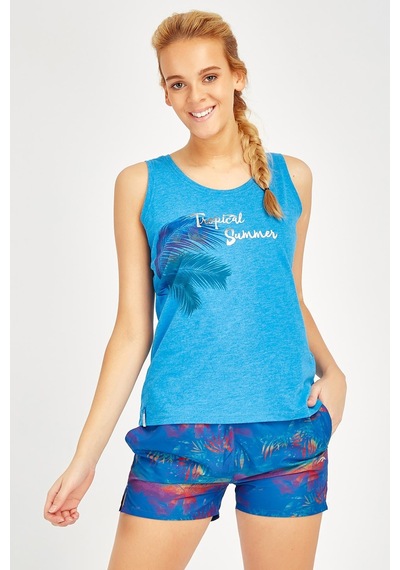 Maraton Sportswear Regular Kadın Basic Saks Şort 19350-saks