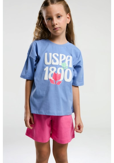 U.S. Polo Assn. Kız Çocuk Mavi Şort Takım Us2096 Mavi