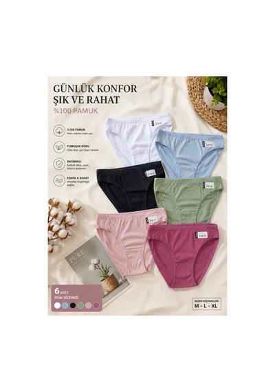 Uğur Bebe 12 Adet M-l Beden Tutku Kadın Külot %100 Pamuk Ribana Bikini Külot 6 Renk Seçeneği Yumuşak, Rahat, Günlük Kullanım Asorti Asorti Uğur Bebe 12 Adet M-l Beden Tutku Kadın Külot %100 Pamuk Ribana Bikini Külot 6 Renk Seçeneği Yumuşak, Rahat, Günlük Kullanım Asorti Asorti
