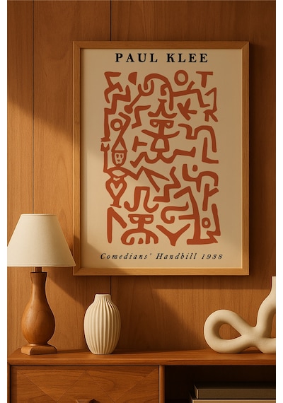 Paul Klee Doğal Ahşap Çerçeveli Poster, Dekoratif Sanatsal Duvar Tablosu
