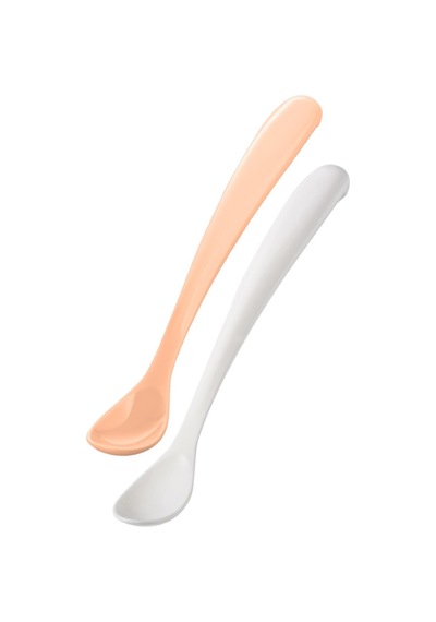 Mamajoo Ergonomik Beslenme Kaşık Seti Powder Blush & Beyaz, 6 Ay+ İkili - Saklama Kabı