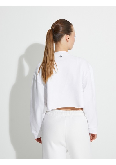 Koton Oversize Crop Sweatshirt Şardonlu Basic Uzun Kollu Pamuklu Beyaz 4wak10096nk Beyaz Koton Oversize Crop Sweatshirt Şardonlu Basic Uzun Kollu Pamuklu Beyaz 4wak10096nk Beyaz