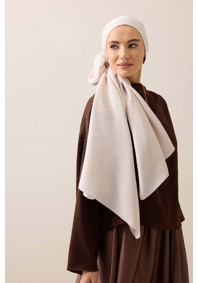 Imannoor Pencere Kafes Pudra Ramy Jakar Şal 70x210 Pudra