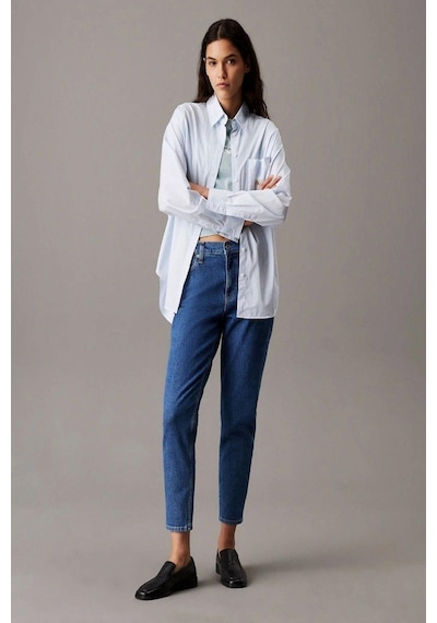 Calvin Klein Kadın Mom Denim Mavi Kot Pantolon-4980 Lacivert