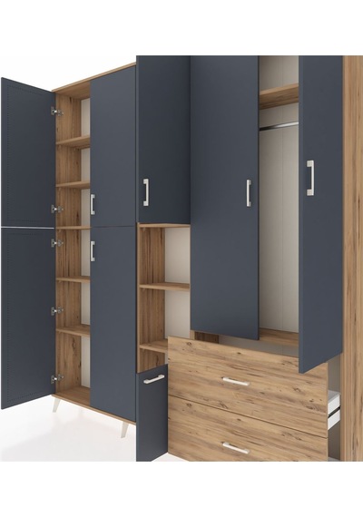 Arges Dolap 12 Raflı 2 Çekmeceli Tek Askılı 220x30x243 Çam-antrasit/çam Antrasıt/atlas Çam Arges Dolap 12 Raflı 2 Çekmeceli Tek Askılı 220x30x243 Çam-antrasit/çam Antrasıt/atlas Çam