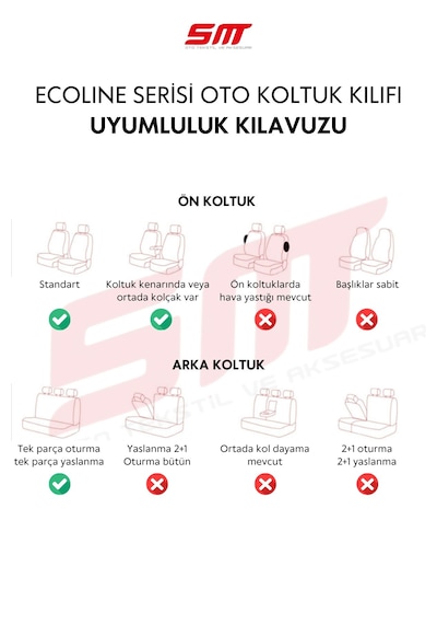 Ecoline Serisi Universal Oto Koltuk Kılıfı Siyah
