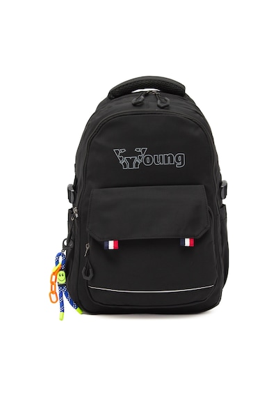 Kaff Young 51585 Black Siyah Unisex Çok Cepli Anahtarlık Aksesuarlı Suya Dayanıklı Sırt Çantası