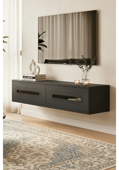 Tda1220as - Rany120 Duvara Montaj Tv Stand, Tv Rafı, Tv Sehpası Antrasit - Sılver 120cm