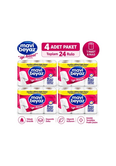 Mavi Beyaz Rulo Havlu 4 6 - 938371807