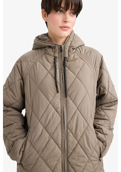 Defacto Regular Fit Kapüşonlu Kapitoneli Fermuarlı Parka F2882ax25wnkh402 Haki-kh402