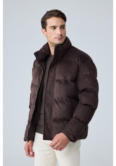 Danger Erkek Su Geçirmez Kadife Puffer Şişme Mont Kahverengi 4346dngr
