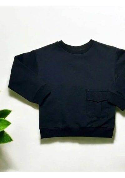 Çikoby Erkek Çocuk Cep Detaylı Sweatshirt-14879 Siyah