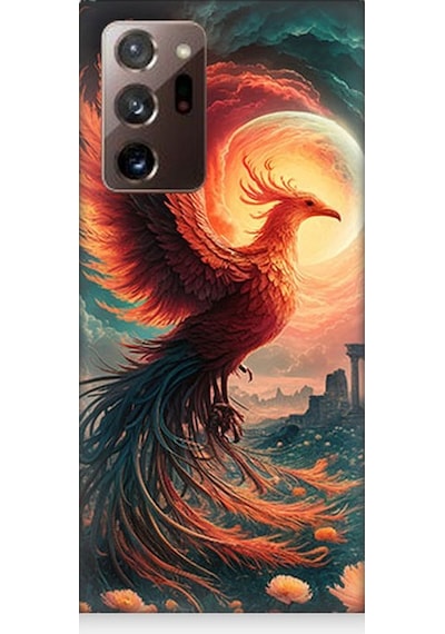 Samsung Galaxy Note 20 Ultra Uyumlu Alevden Yükselen Anka Desenli Silikon Kılıf Çok Renkli