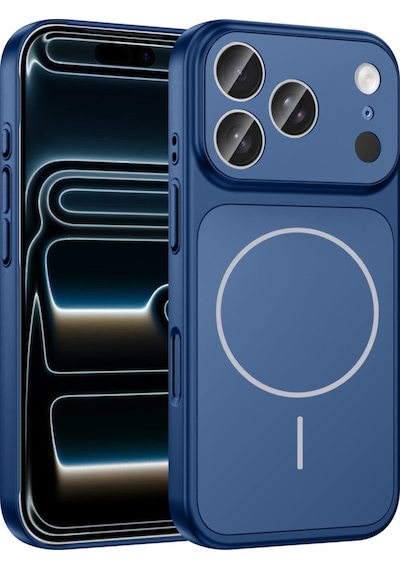 Apple Uyumlu iPhone 17 Pro Kılıf Şarj Özellikli Kamera Lensli 1.8mm İnce Sert Formen Kapak Mavi