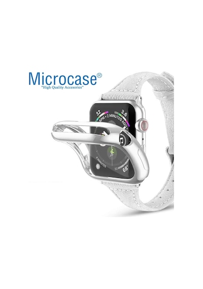 Microcase Apple Uyumlu  Watch Seri 6 40 Mm Shine Serisi Kılıf - Gümüş (473993402)