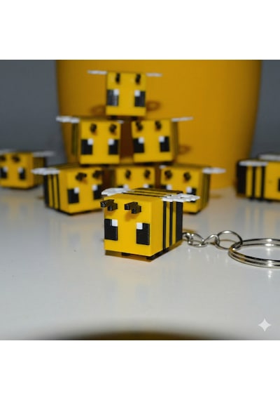 Minecraft 3d Arı Anahtarlık Sarı - Siyah