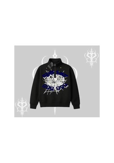 Tarzsokak Beyaz Yarım Fermuarlı Sweatshirt Sp55der Siyah