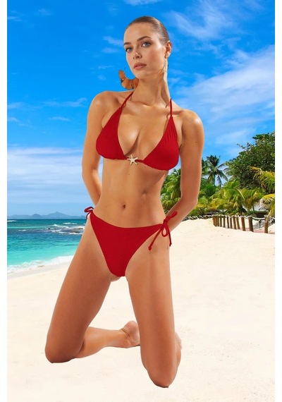 Ersefa Tasarım Bikini Takımı Yaz Koleksiyonu Plaj Ve Havuz İçin Premium Kırmızı