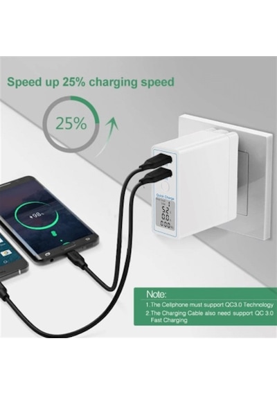 Qualcomm Hızlı Şarj 3.0 Duvar Tipi Çok Işlevli Usb Şarj Cihazı