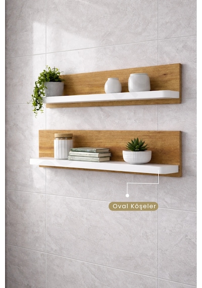 Duvara Monte Katlanır Masa & 2 Li Raf Seti Beyaz Çam 60x110 Cm Beyaz - Çam