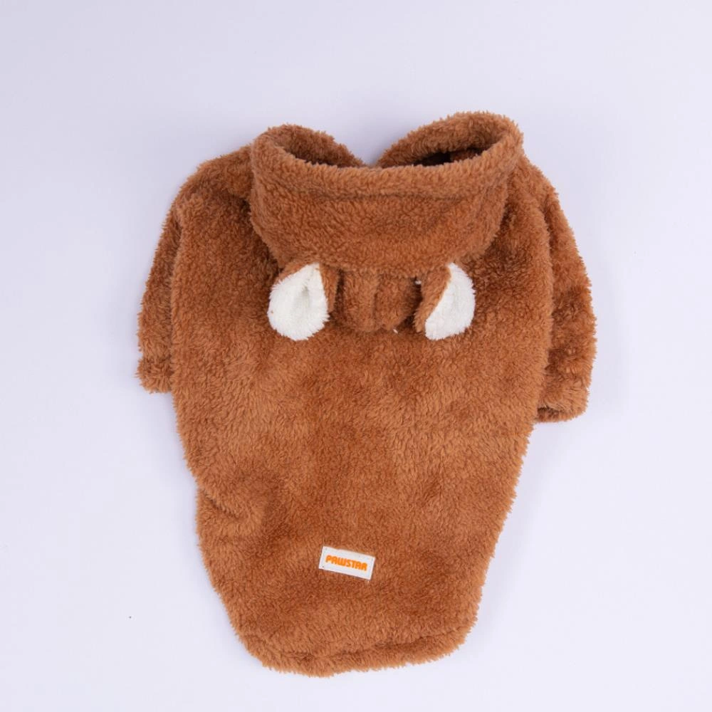 Kahverengi Lucca Teddy Hoodie Ayı Kulaklı Peluş Orta Büyük Irklar Köpek Kıyafeti Köpek Sweati