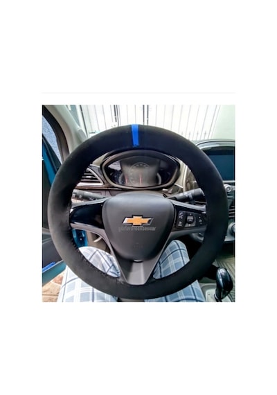 Chevrolet Cruze Dikmeli Direksiyon Kılıfı Mavi Yüzüklü Alkantara
