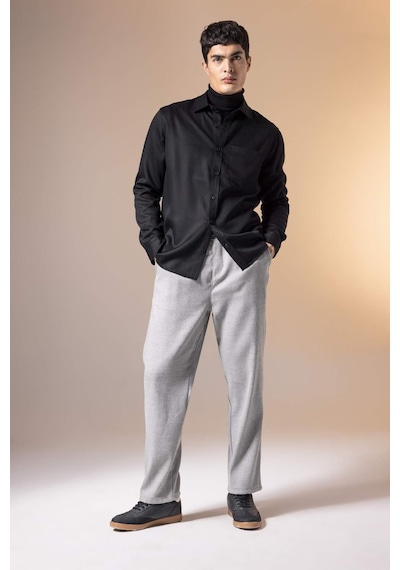 DeFacto Pantolon Relax Fit Beli Bağcıklı Cepli Basic Düz Düz Paça B7336AX23WNGR210