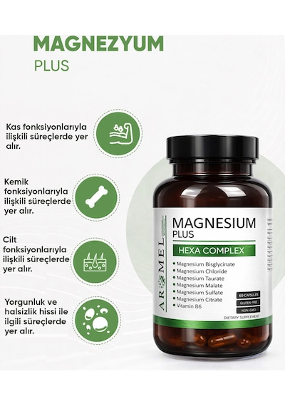 Aromel Magnezyum Plus Takviye Edici Gıda 60 Kapsül