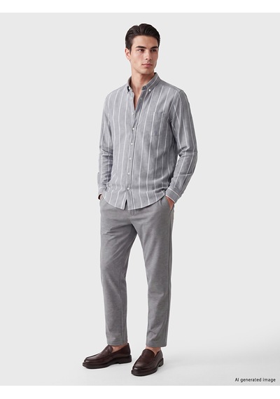 Lcwaıkıkı Classic Yeşil Regular Fit Çizgili Oxford Erkek Gömlek