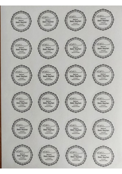 48 Adet 4 Cm Kişiye Özel Merhum Ruhuna El Fatiha Baskılı Mat Etiket Sticker - 7 Mevlidi Etiketi