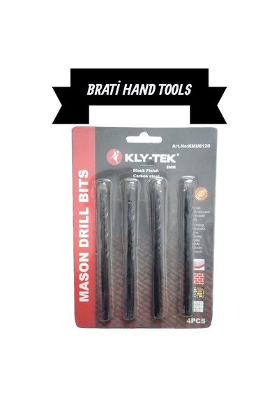 Kly-tek 8mm Beton Delme Matkap Ucu Karbon Kaplama Siyah 4 Adet Set