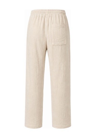 Serseri Jeans Erkek %100 Pamuk Müslin Pantolon Lastikli Bel Bağcıklı Rahat Kalıp Günlük Yazlık Nefes Alan Hafif Dokulu Casual Pantolon Bej