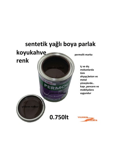 Koyukahve Sentetik Yağlı Boya 0.750lt Koyu Kahve Renk Ahşap Metal