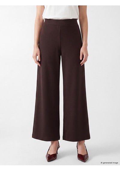 Lcw Comfort Kahverengi Yüksek Bel Geniş Paça Krep Kadın Pantolon