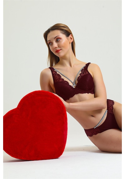 Magic Form 4686 Kadıntaşlı Dantelli Sütyen-bordo Bordo