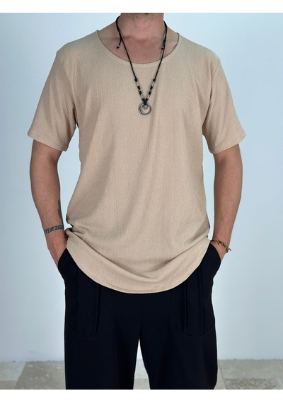 Cocopelli Lycralı Bej T-shirt Coc2029 Bej