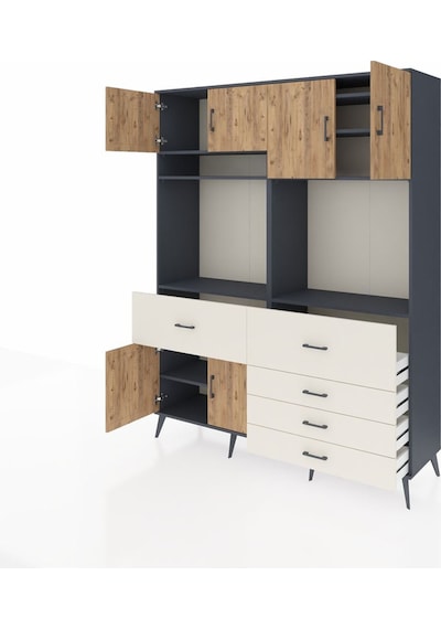 Hyperion Gardrop 7 Raflı 5 Çekmeceli 6 Kapaklı 176x44x221 Antrasit-çam/aytaşı Çam/aytaşı Hyperion Gardrop 7 Raflı 5 Çekmeceli 6 Kapaklı 176x44x221 Antrasit-çam/aytaşı Çam/aytaşı