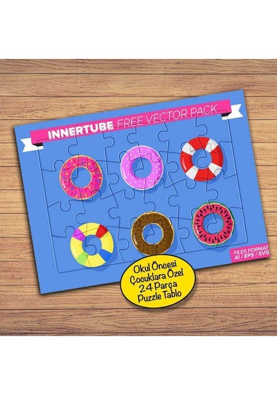 Tatlı Renkli Donutlar Çocuklara Özel Puzzle Yapboz Tablo-234pz