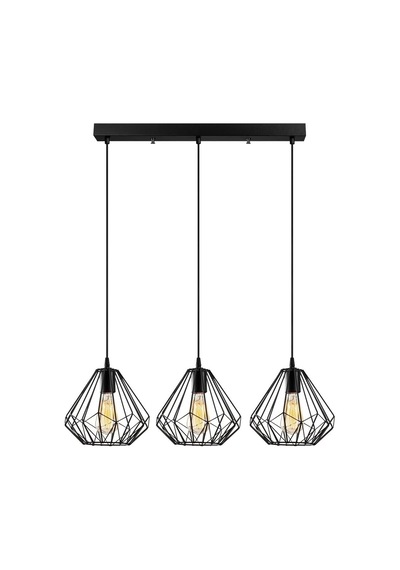 Modern Metal Gövdeli Avize, Salon Ve Mutfak İçin E27 Uyumlu, Siyah-2 Diğer