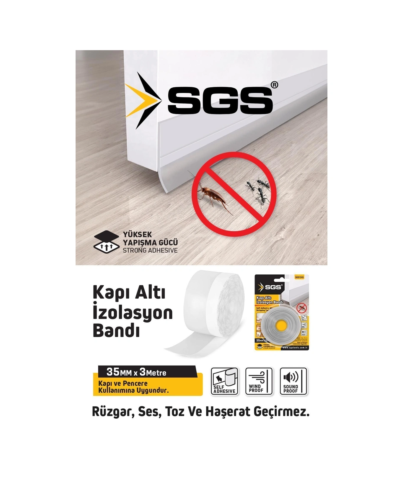 Sgs 1243 Kapı Altı Rüzgar Önleyici Ve Ses Yalıtım Bandı 35mm X 3m Kendinden Yapışkanlı 3 Metre Sgs 1243 Kapı Altı Rüzgar Önleyici Ve Ses Yalıtım Bandı 35mm X 3m Kendinden Yapışkanlı 3 Metre