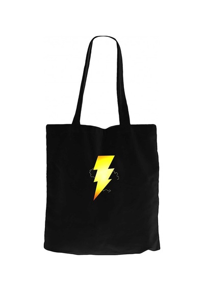 Shazam Logo Siyah Kanvas Bez Çanta Siyah