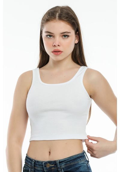 Kadın Crop Örme Atlet-tişort Spr21y12 001