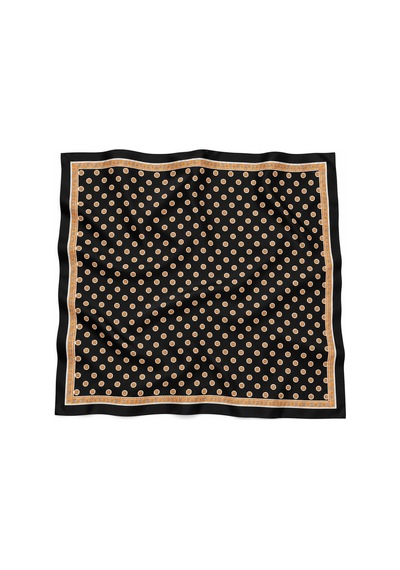 Tarzını Seç Siyah Turuncu Retro Mini Motif Desenli Fular 70 X 70 Cm Siyah - Turuncu