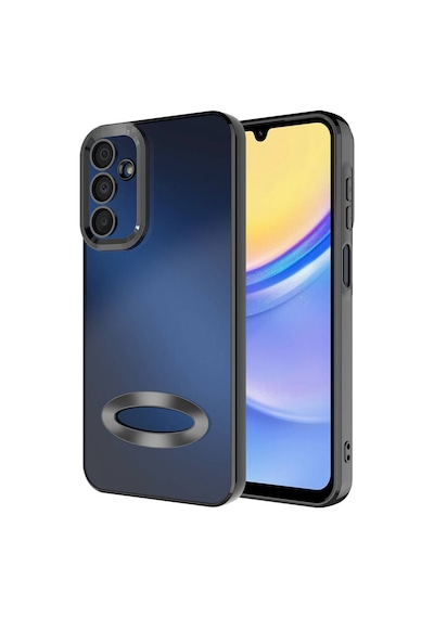 Zore Galaxy Uyumlu A15 Kılıf Kamera Korumalı Logo Gösteren Omega Kapak - Siyah Siyah