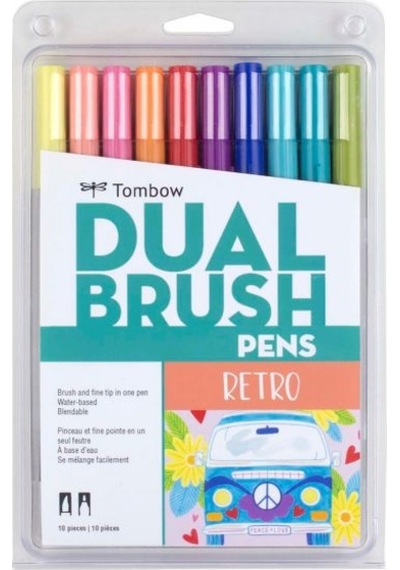Tombow 10'Lu Retro Renkler Ab-T Dual Brush Pen G.Kalem Seti